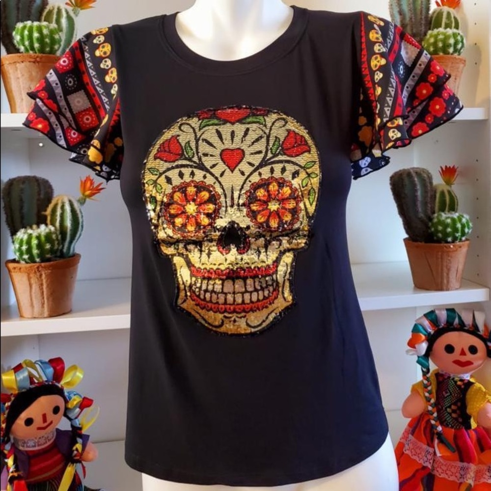 Sugar Skull 💀 Sequin Blouse